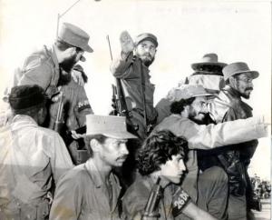 Fidel enters Havana, January 8,1959. Pictured as well are Juan Almeida Bosque, Camilo Cienfuegos, Augusto Martínez Sánchez and other rebel leaders. Photo: Archive